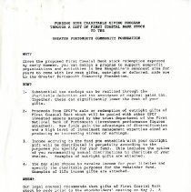 Funding Tour Charitable Giving Program Through A Gift of First Coastal Bank Stock to the Greater Portsmouth Community Foundation.